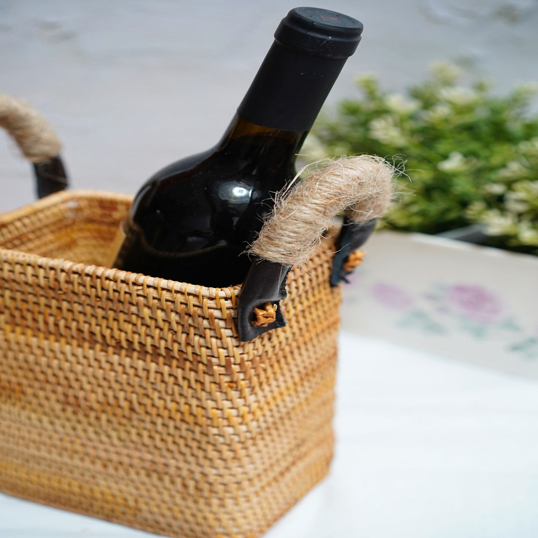 Refreshment Plate Fruit Basket With Rattan Handle