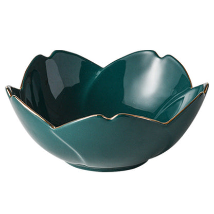 Household Ceramic Good-looking Petal Plate Bowl Set