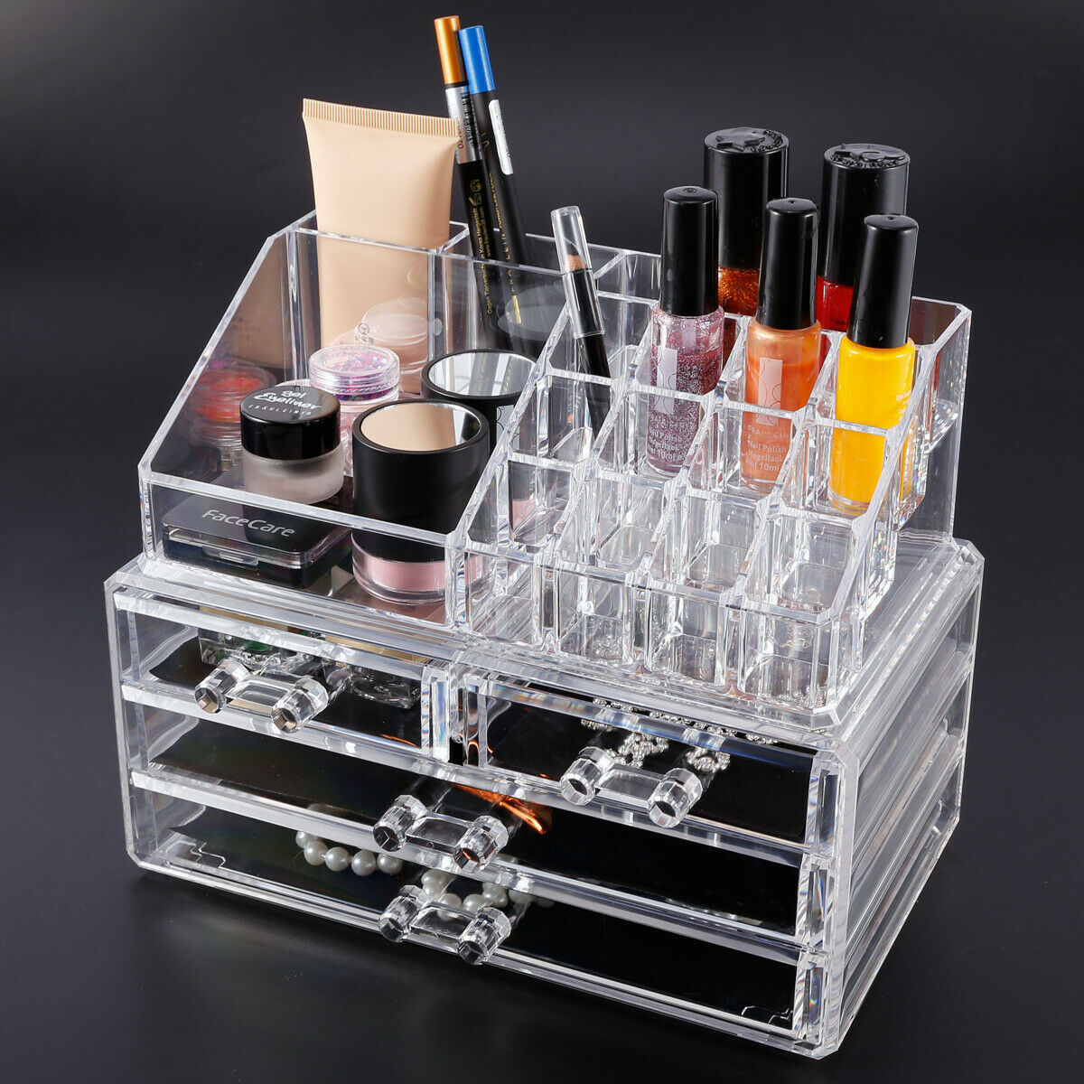 Cosmetic Storage Box with Transparent Drawer Acrylic