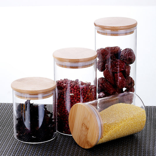 High Borosilicate Glass Storage Jar with Bamboo Lid