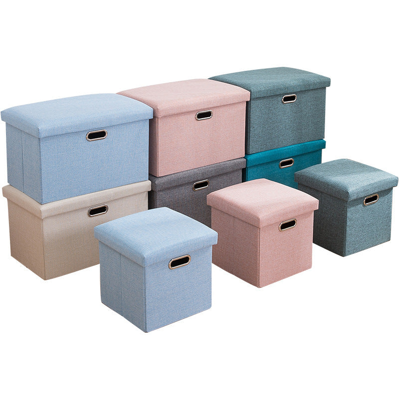 Stylish Cotton Linen Storage Stool for Organization