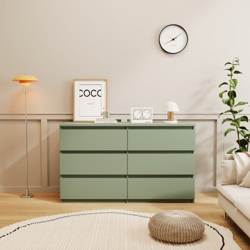 Green Large 6-Drawer Cabinet Dressing Table Storage