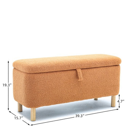 Basics Upholstered Storage Ottoman And Entryway Bench Orange