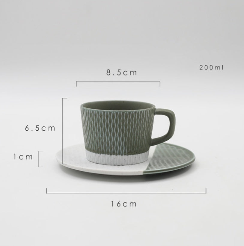 Ceramic Color Stripe Frosting Creative Tea Cup And Dish Set