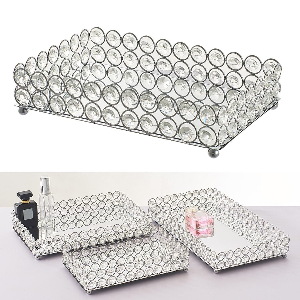 Metal Tray Crystal Storage Tray for Cosmetics