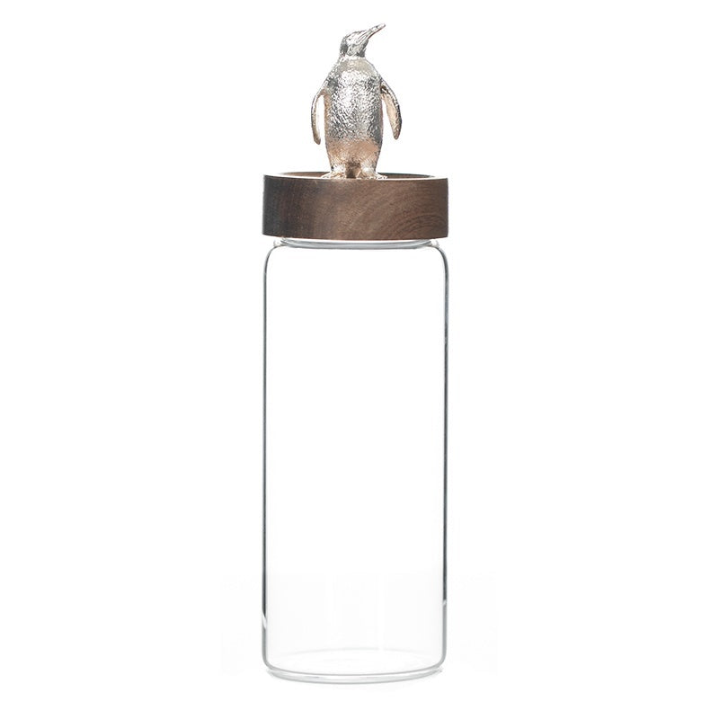 Silver Animal Glass Storage Jar