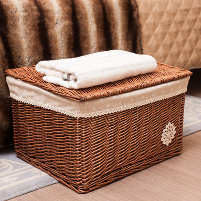 Rattan Wicker Storage Basket With Lid