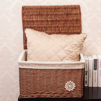 Rattan Wicker Storage Basket With Lid