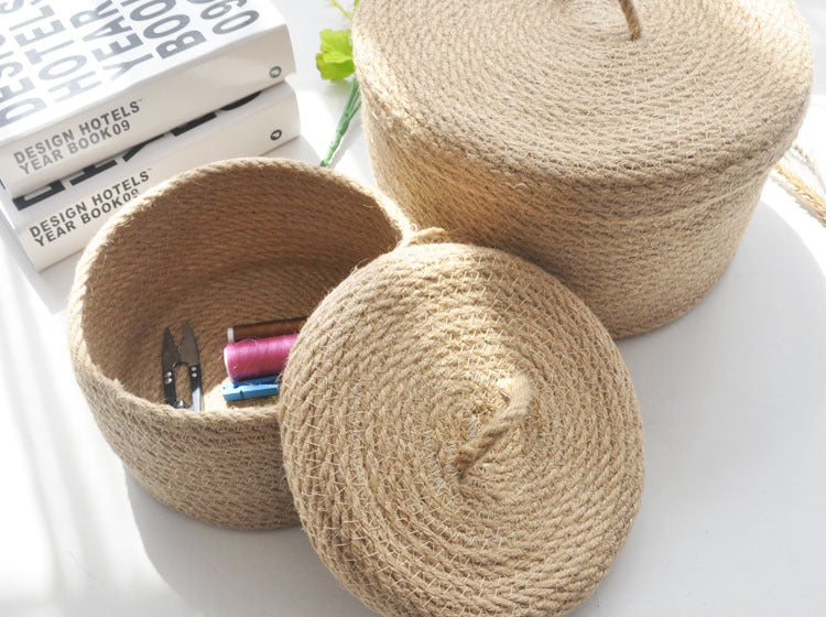 Japanese Style Linen Storage Basket for Sundries