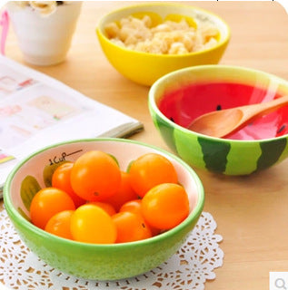 Ceramic Fruit Bowl Watermelon Bowl Creative Watermelon Orange Lemon Ceramic Rice Bowl