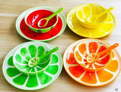 Ceramic Fruit Bowl Watermelon Bowl Creative Watermelon Orange Lemon Ceramic Rice Bowl