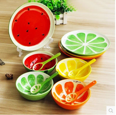 Ceramic Fruit Bowl Watermelon Bowl Creative Watermelon Orange Lemon Ceramic Rice Bowl