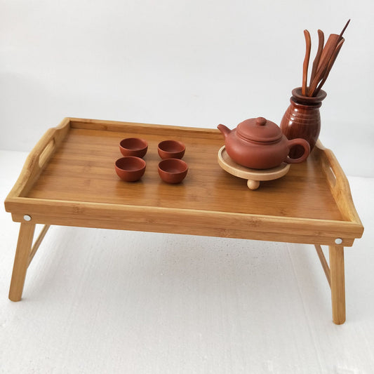 Folding Dinner Tray Bamboo Wooden Tea Set Tray