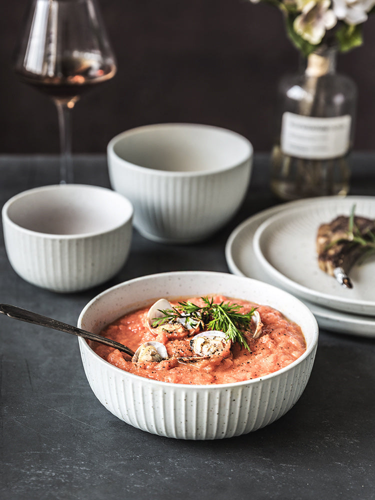 Japanese-Style Ceramic Bowl for Rice and Soup