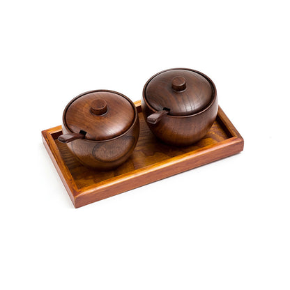 Wooden Seasoning Jar Set With Lid for Kitchen