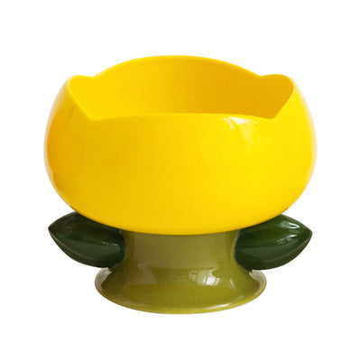 Flower Ceramic Cat Bowl Tall Food Bowl - Stylish Design