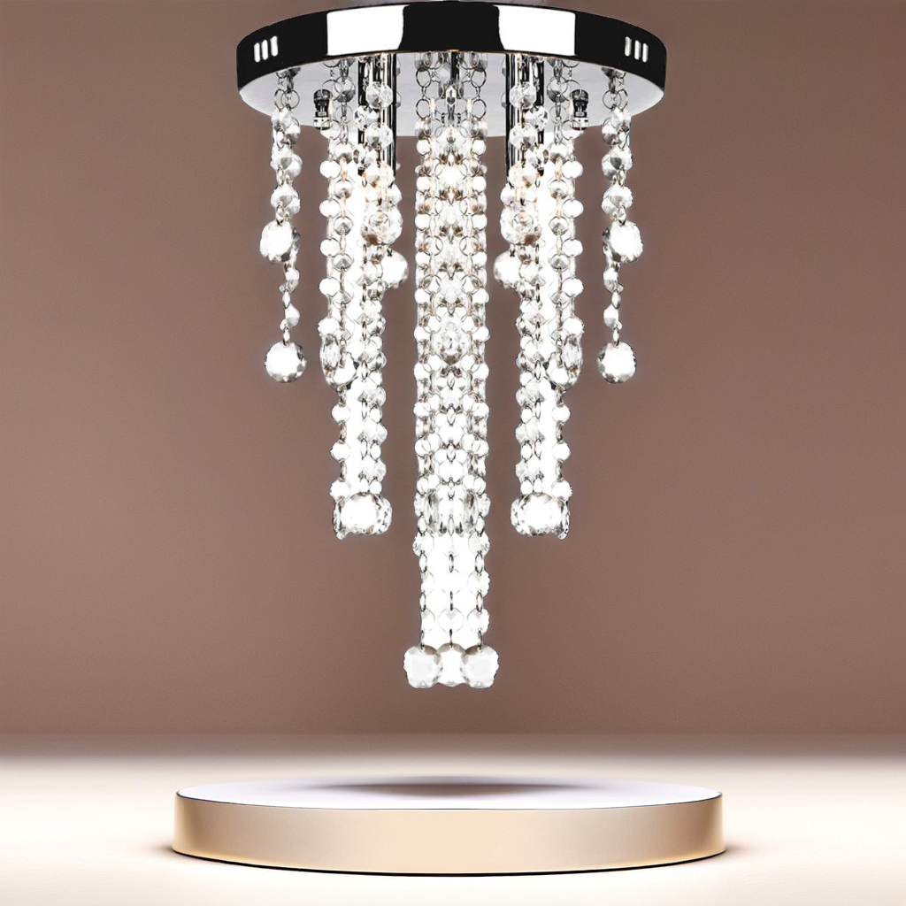 Crystal Ceiling Lamp with Chrome Finish Elegance