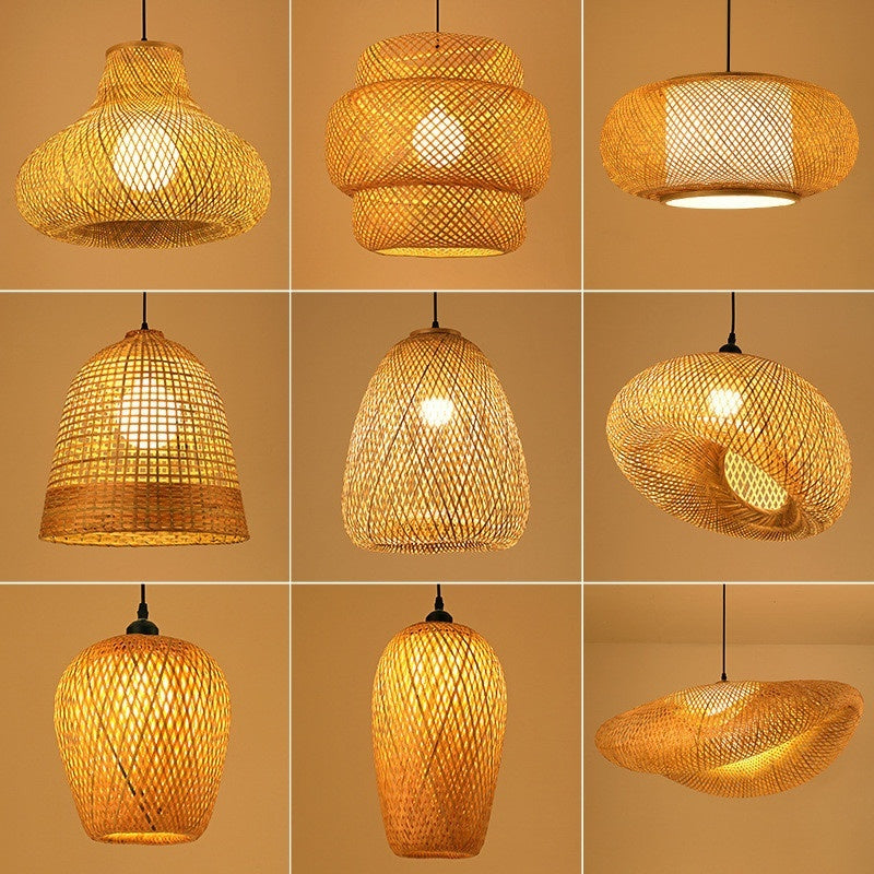 Bamboo Manual Zen Study Chandelier for Home