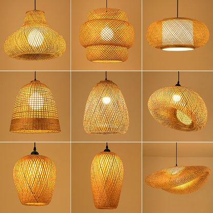 Bamboo Manual Zen Study Chandelier for Home