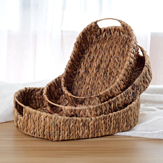 Rattan Woven Straw Sundries Storage Basket