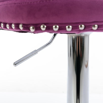 Swivel Velvet Barstools Adjusatble Seat Height From 25-33 Inch Purple,Set Of 2