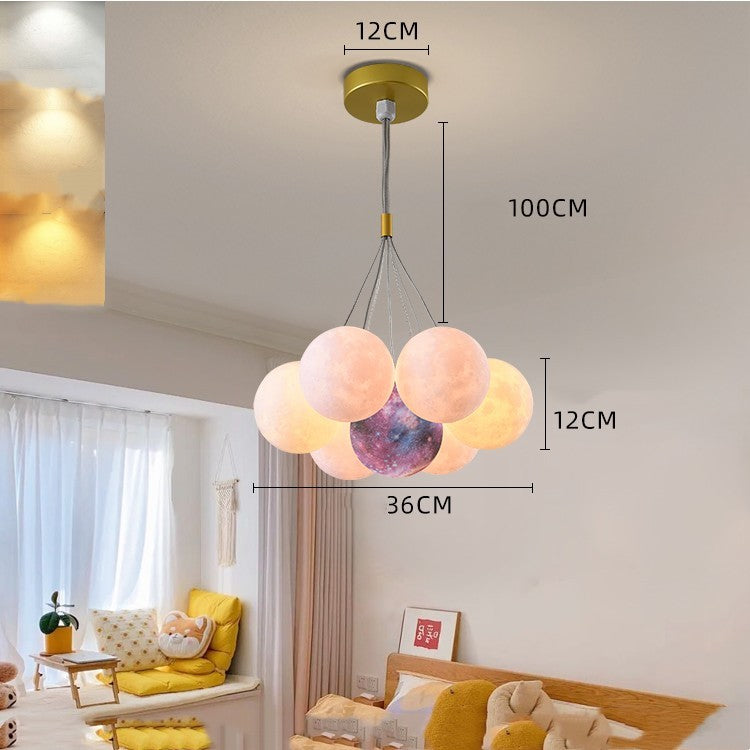 Nordic Bedroom Chandelier Creative Moon Bubble Lights