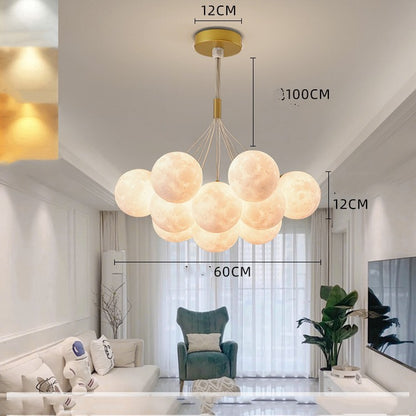 Nordic Bedroom Chandelier Creative Moon Bubble Lights