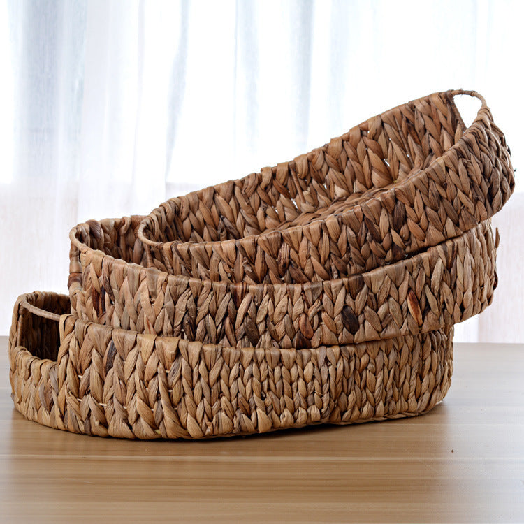 Rattan Woven Straw Sundries Storage Basket