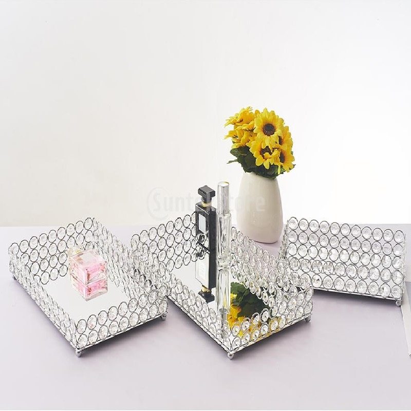 Metal Tray Crystal Storage Tray for Cosmetics