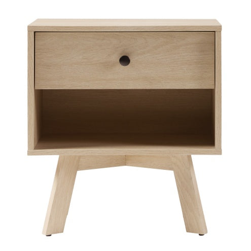 Mid-Century Modern Minimalist Nightstand Coastal Oak