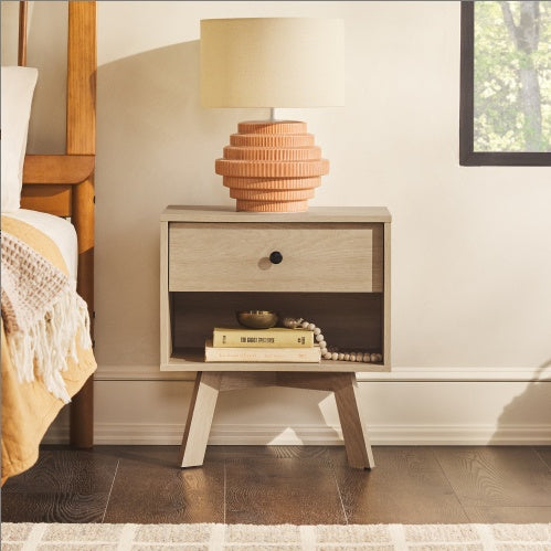 Mid-Century Modern Minimalist Nightstand Coastal Oak