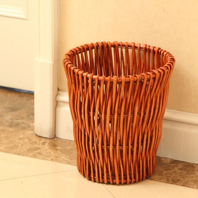 Rattan trash can