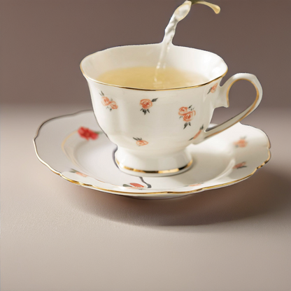 Elegant Ceramic Bowl And Dish Set with Gold Edge