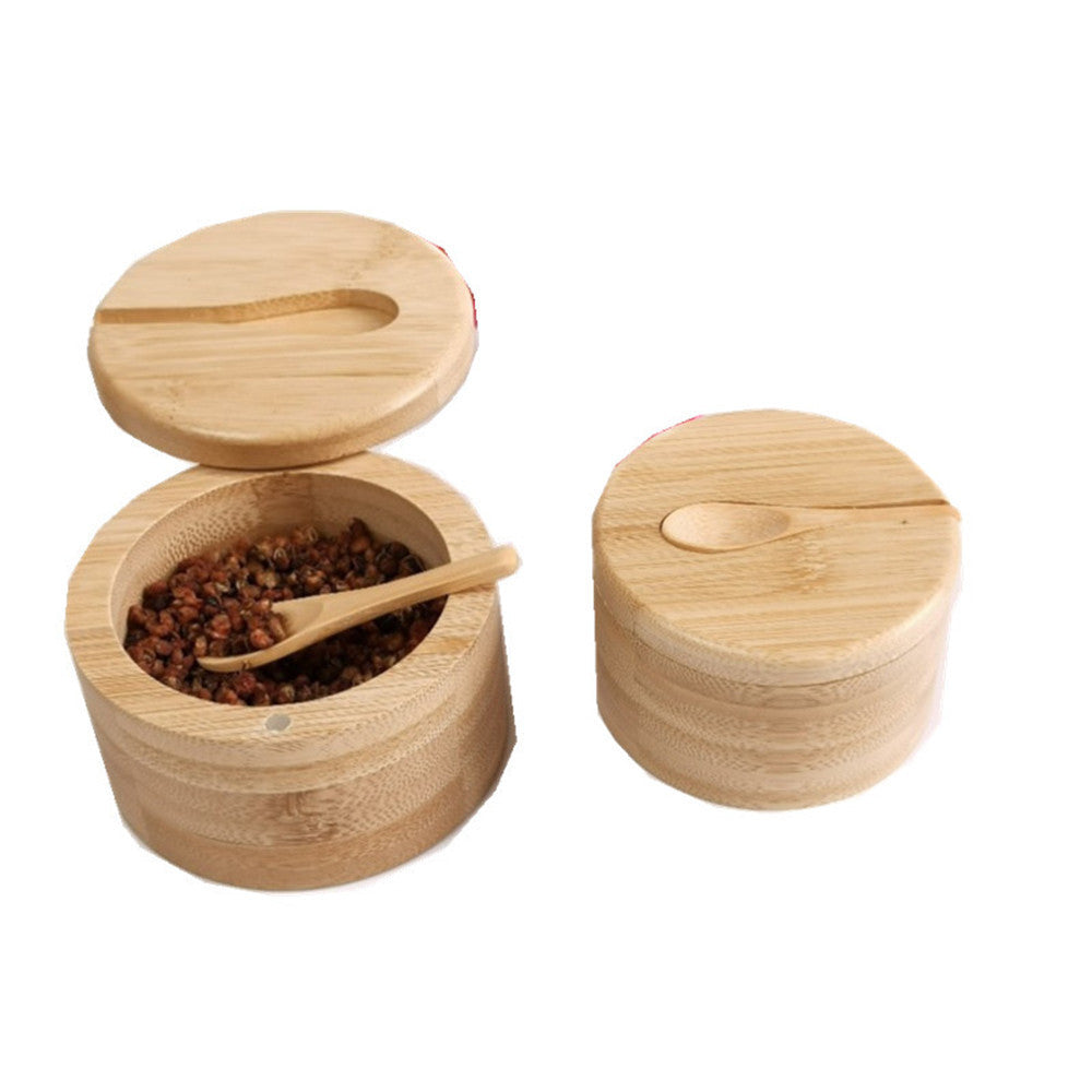 Bamboo Seasoning Jar With Spoon For Kitchen