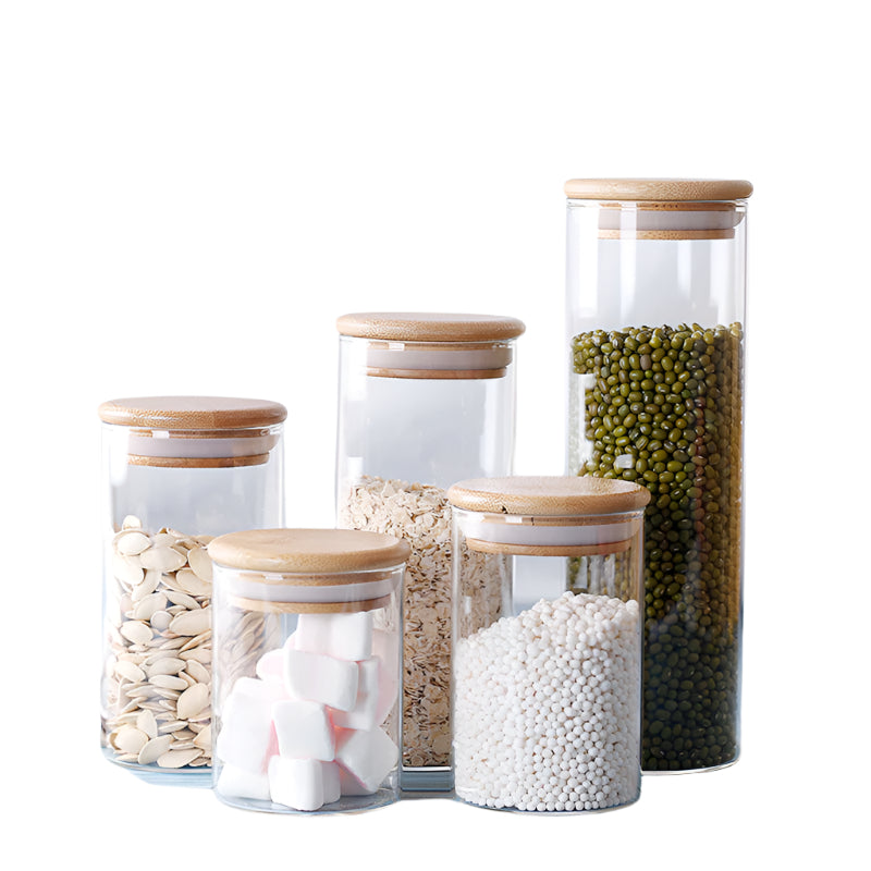 High Borosilicate Glass Storage Jar with Bamboo Lid