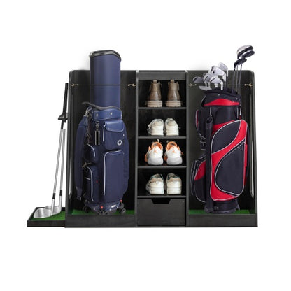 Wooden Golf Bag Organizer with Storage Drawers