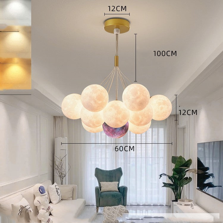 Nordic Bedroom Chandelier Creative Moon Bubble Lights