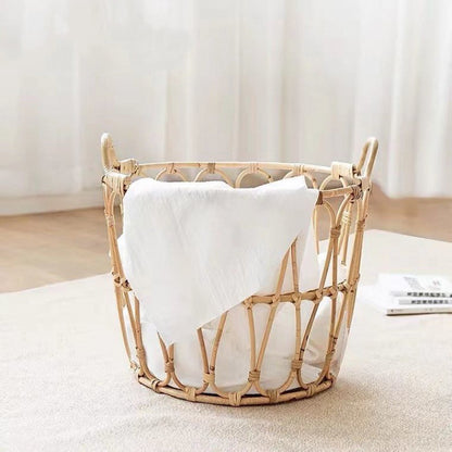 Handmade Rattan Woven Clothes Storage Basket Design