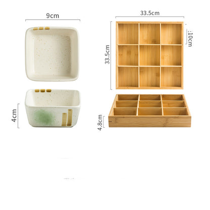 Japanese Square Ceramic Seasoning Dish Set Collection