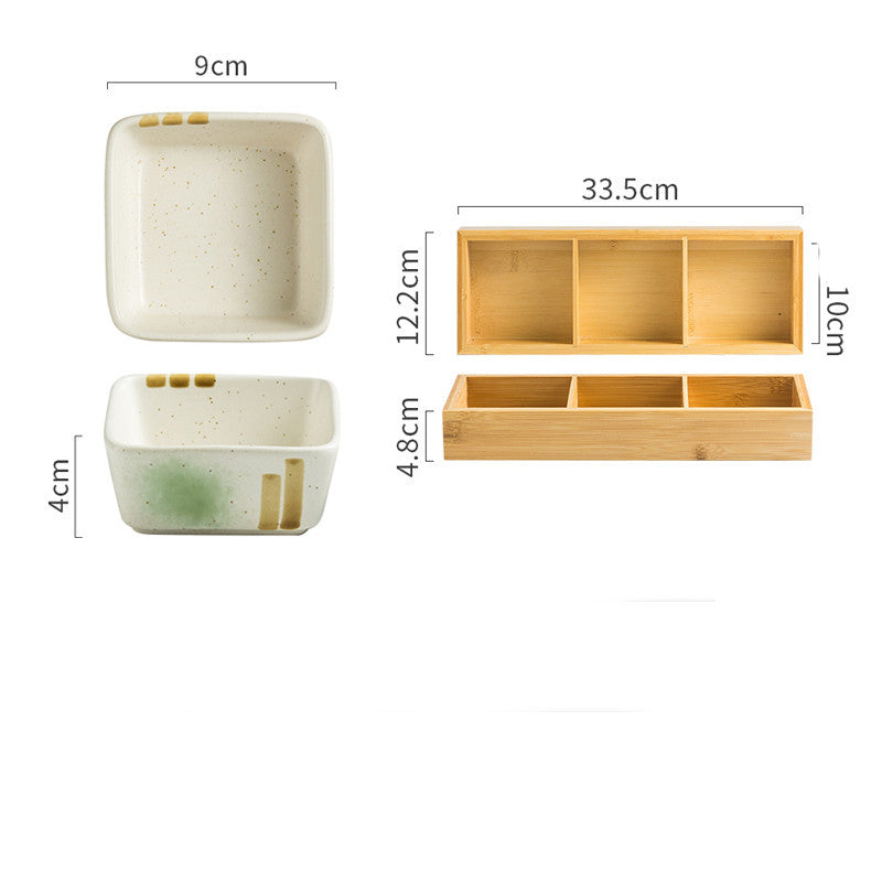 Japanese Square Ceramic Seasoning Dish Set Collection