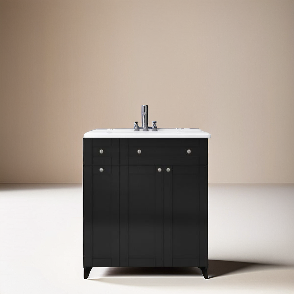 Black Bathroom Vanity With Ceramic Sink Combo