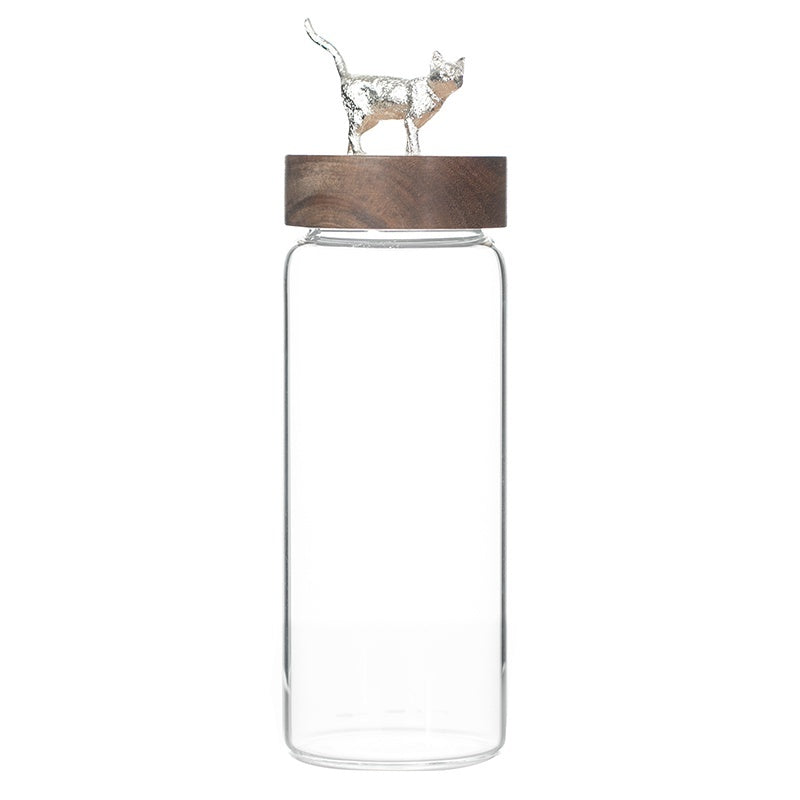 Silver Animal Glass Storage Jar