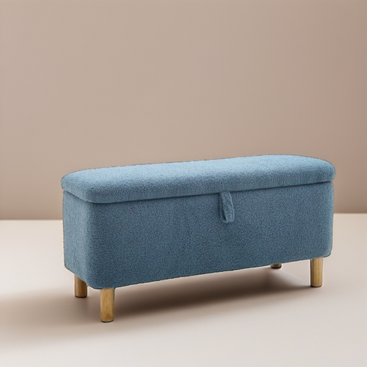 Basics Upholstered Storage Ottoman And Entryway Bench Blue