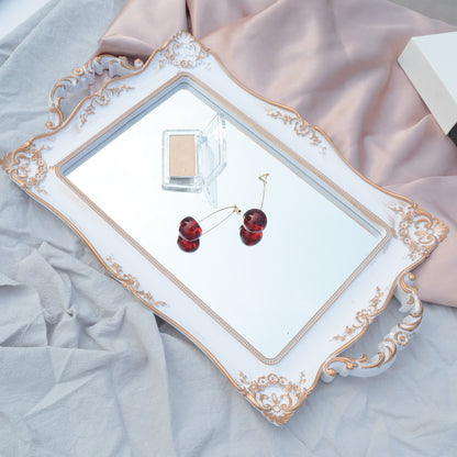 White Mirror Tray Jewelry Luxury Storage Tray