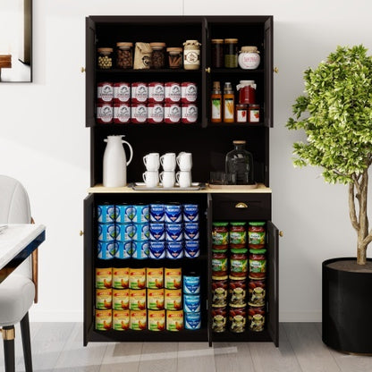 Kitchen Pantry Storage Cupboard With Microwave Countertop