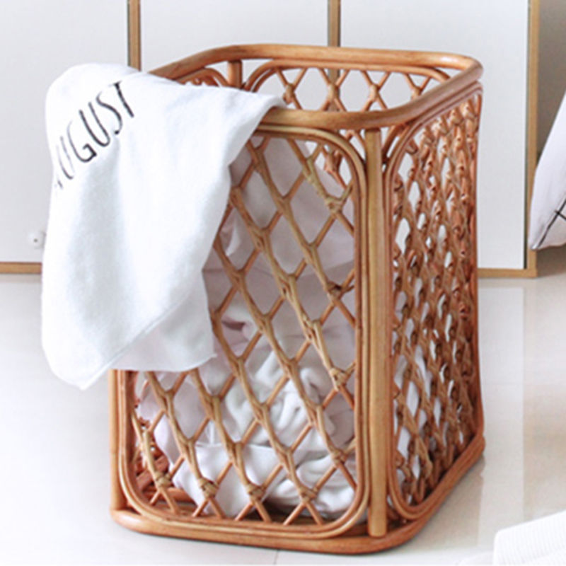 Handmade Rattan Square Laundry Basket for Hotels