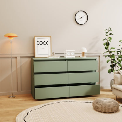 Green Large 6-Drawer Cabinet Dressing Table Storage