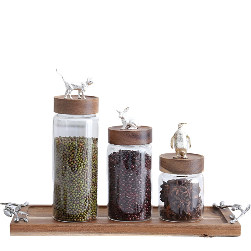 Silver Animal Glass Storage Jar