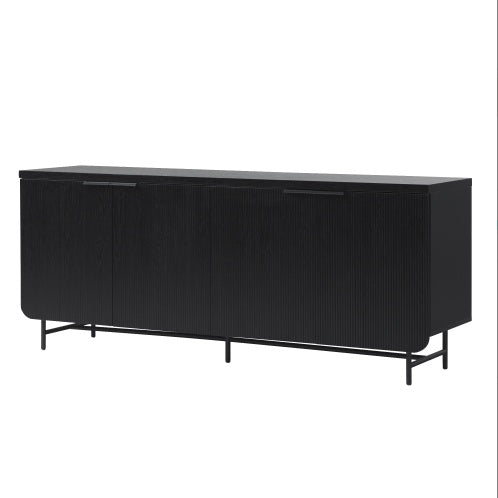 Modern Scandi Fluted-Door Sideboard Black