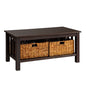 Coastal Coffee Table With Lower Shelf And Faux Rattan Baskets - Espresso